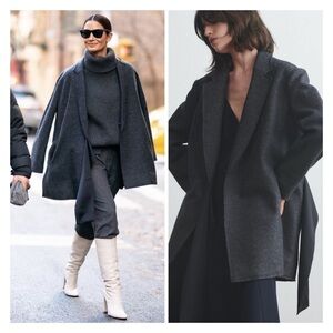 THAKOON Herringbone Wrap Tie Jacket, Wool Blend Size S (could fit S- M)